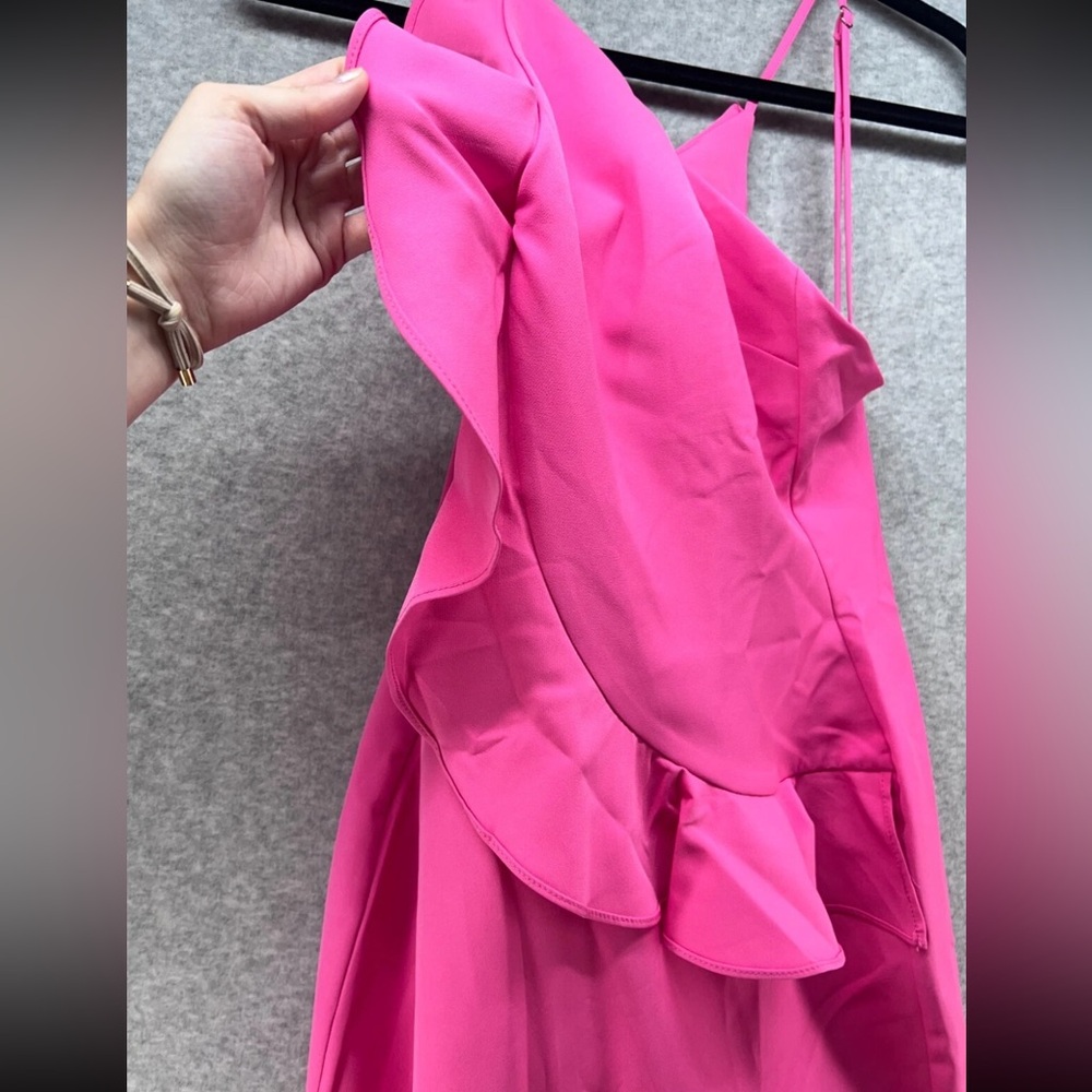 Elegant Fuchsia Ruffle Mini Dress - Picture 2 of 10